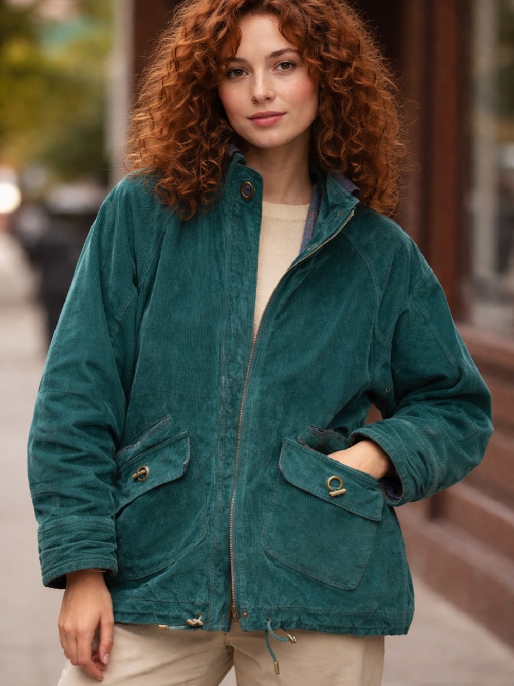 Vintage Green Suede Leather Jacket